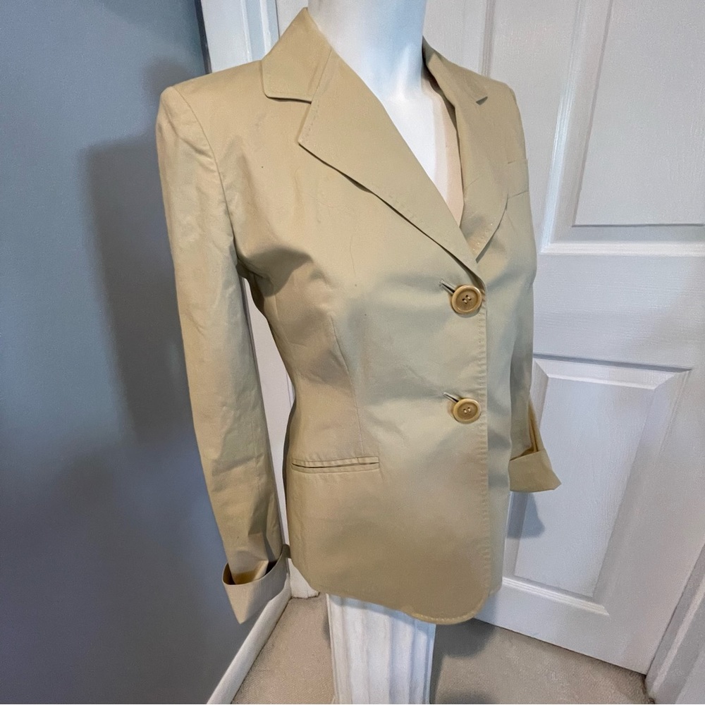 CHARLES NOLAN NEW YORK TAN COTTON BLAZER/JACKET S/2